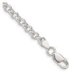 925 White Gold 4.6 mm Polished Chain Bracelet, Solid shown for scale