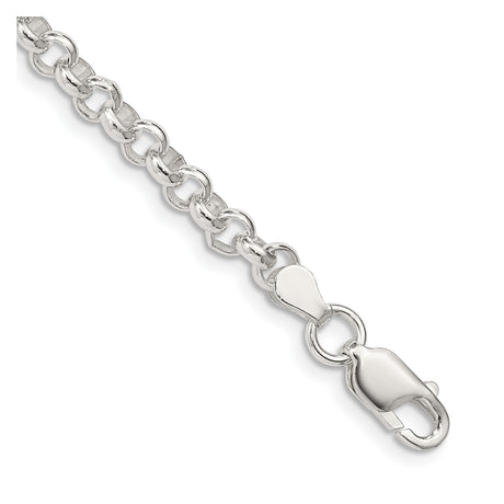 925 White Gold 4.6 mm Polished Chain Bracelet, Solid shown for scale
