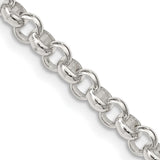 925 White Gold 4.6 mm Polished Chain Necklace, Solid detail view