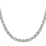 925 White Gold 6.75 mm Polished Chain Necklace, Solid
