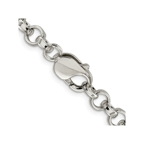 925 White Gold 6.75 mm Polished Chain Necklace, Solid alternate angle
