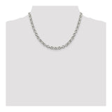 925 White Gold 6.75 mm Polished Chain Necklace, Solid detail view
