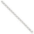 925 White Gold 8 mm Polished Chain Bracelet, Solid