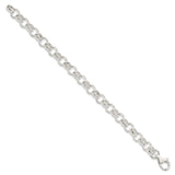 925 White Gold 8 mm Polished Chain Bracelet, Solid