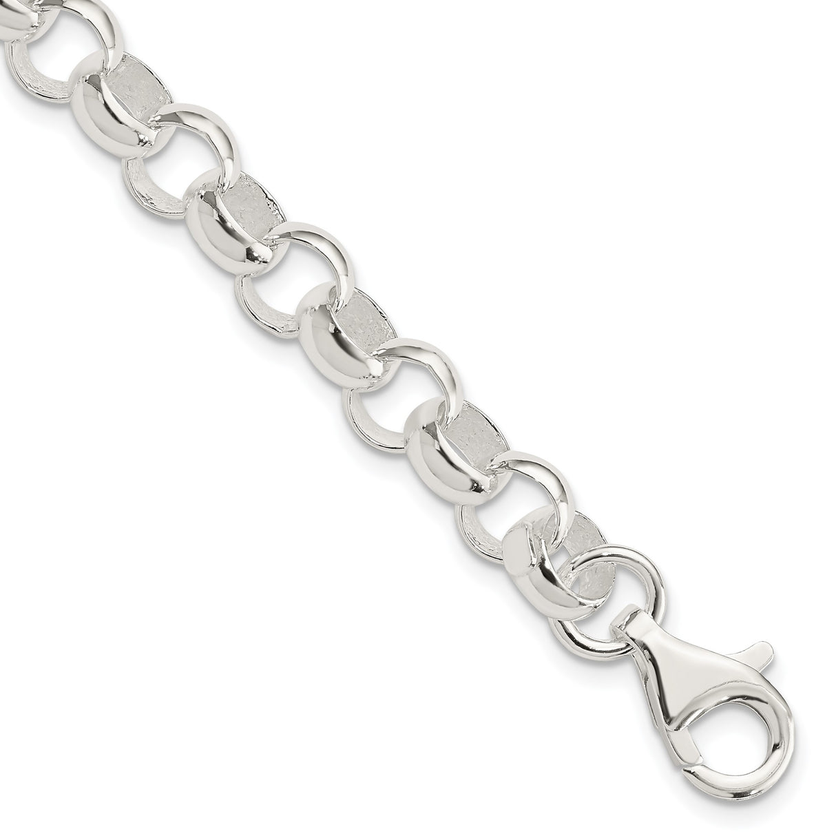 925 White Gold 8 mm Polished Chain Bracelet, Solid alternate angle