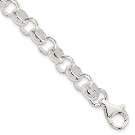 925 White Gold 8 mm Polished Chain Bracelet, Solid alternate angle