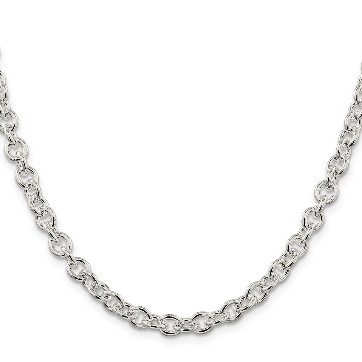 925 White Gold 6.1 mm Polished Chain Necklace, Solid