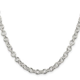 925 White Gold 6.1 mm Polished Chain Necklace, Solid