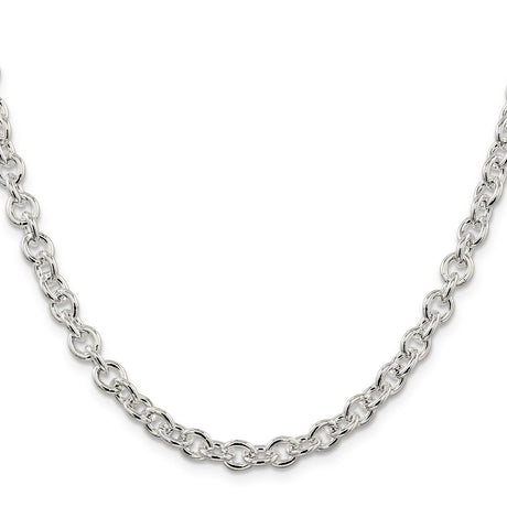 925 White Gold 6.1 mm Polished Chain Necklace, Solid
