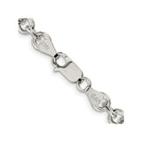 925 White Gold 6.1 mm Polished Chain Necklace, Solid alternate angle