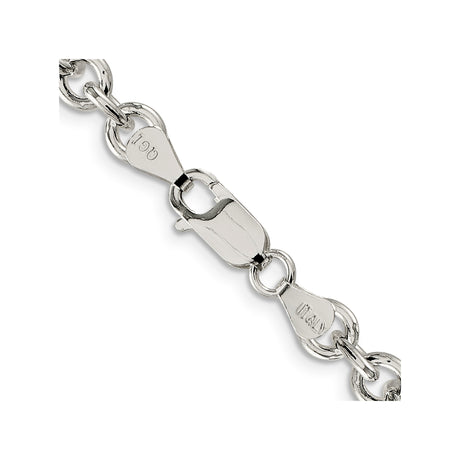 925 White Gold 6.1 mm Polished Chain Necklace, Solid alternate angle