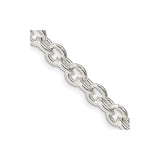 925 White Gold 6.1 mm Polished Chain Necklace, Solid detail view