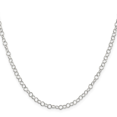 925 White Gold 3.5 mm Polished Chain Necklace, Solid