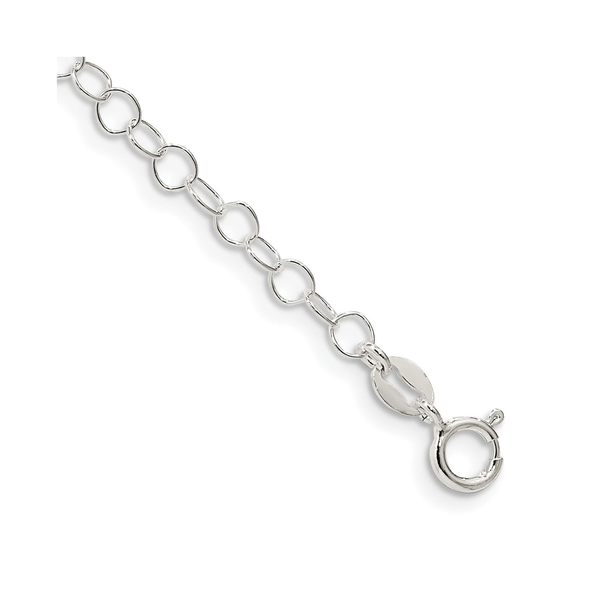 925 White Gold 3.5 mm Polished Chain Bracelet, Solid shown for scale