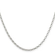 925 White Gold 2.5 mm Polished Chain Necklace, Solid