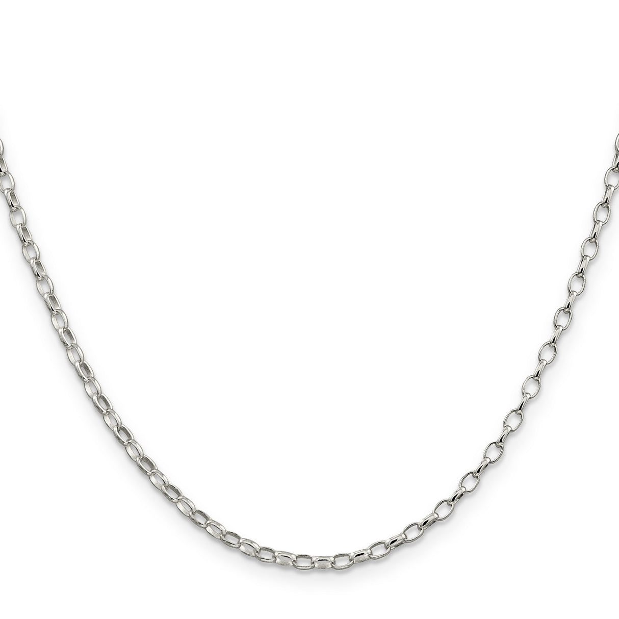 925 White Gold 2.5 mm Polished Chain Necklace, Solid