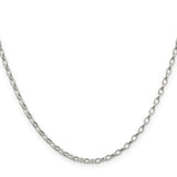 925 White Gold 2.5 mm Polished Chain Necklace, Solid