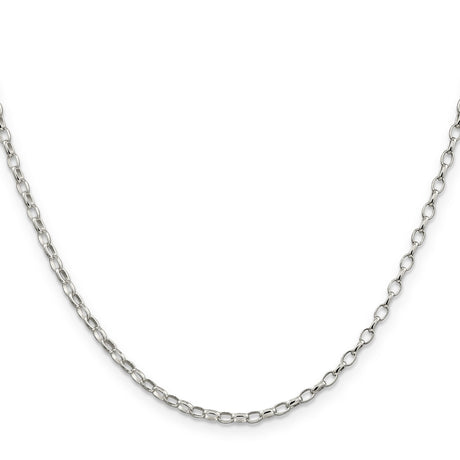 925 White Gold 2.5 mm Polished Chain Necklace, Solid