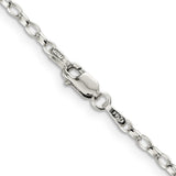 925 White Gold 2.5 mm Polished Chain Necklace, Solid alternate angle