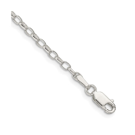 925 White Gold 2.5 mm Polished Chain Anklet, Solid shown for scale