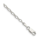 925 White Gold 2.5 mm Polished Chain Bracelet, Solid shown for scale