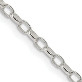 925 White Gold 2.5 mm Polished Chain Necklace, Solid detail view