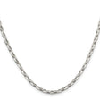 925 White Gold 3.2 mm Polished Chain Necklace, Solid