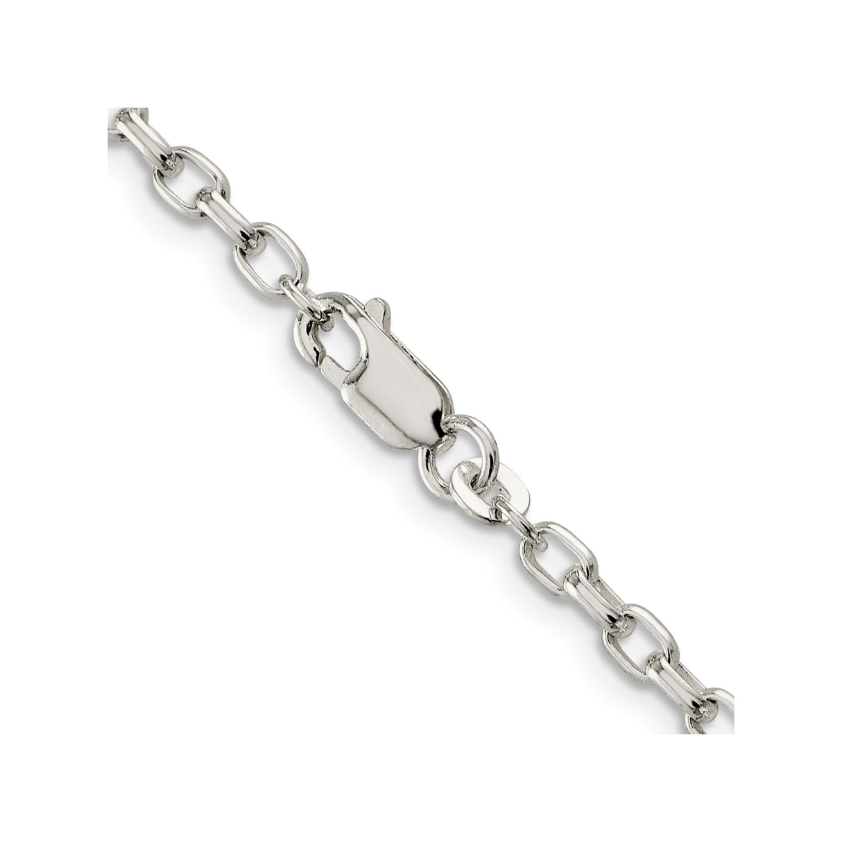 925 White Gold 3.2 mm Polished Chain Necklace, Solid alternate angle