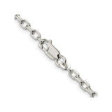 925 White Gold 3.2 mm Polished Chain Necklace, Solid alternate angle