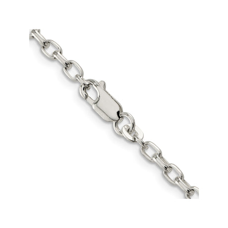 925 White Gold 3.2 mm Polished Chain Necklace, Solid alternate angle