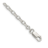925 White Gold 3.2 mm Polished Chain Bracelet, Solid shown for scale