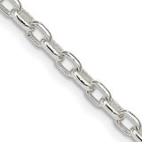 925 White Gold 3.2 mm Polished Chain Necklace, Solid detail view
