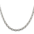 925 White Gold 4.4 mm Polished Chain Necklace, Solid