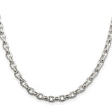 925 White Gold 4.4 mm Polished Chain Necklace, Solid