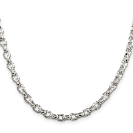 925 White Gold 4.4 mm Polished Chain Necklace, Solid
