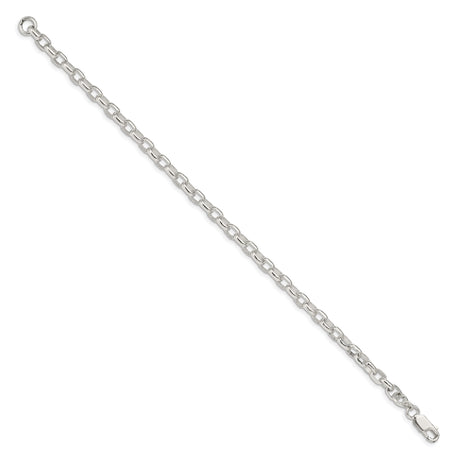 925 White Gold 4.4 mm Polished Chain Bracelet, Solid