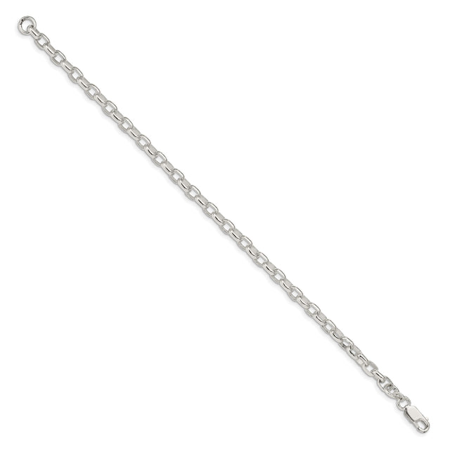 925 White Gold 4.4 mm Polished Chain Bracelet, Solid
