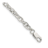 925 White Gold 4.4 mm Polished Chain Bracelet, Solid shown for scale