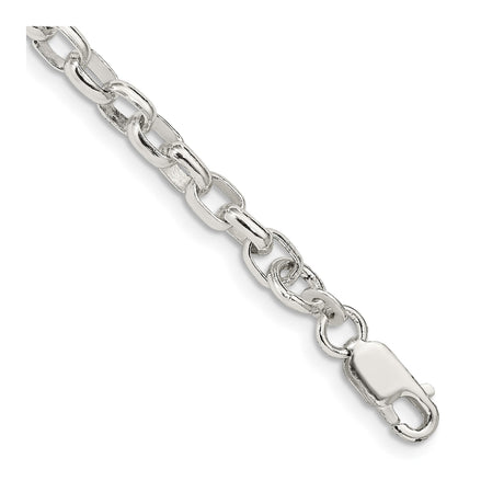 925 White Gold 4.4 mm Polished Chain Bracelet, Solid shown for scale