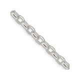 925 White Gold 4.4 mm Polished Chain Necklace, Solid detail view