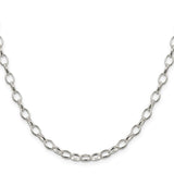 925 White Gold 5 mm Polished Chain Necklace, Solid
