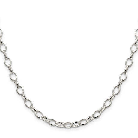 925 White Gold 5 mm Polished Chain Necklace, Solid