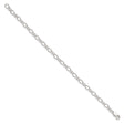 925 White Gold 5 mm Polished Chain Bracelet, Solid