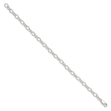 925 White Gold 5 mm Polished Chain Bracelet, Solid