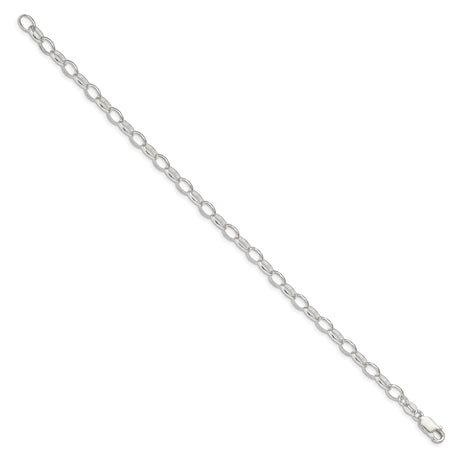 925 White Gold 5 mm Polished Chain Bracelet, Solid