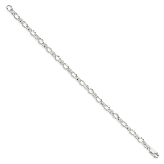 925 White Gold 5 mm Polished Chain Bracelet, Solid