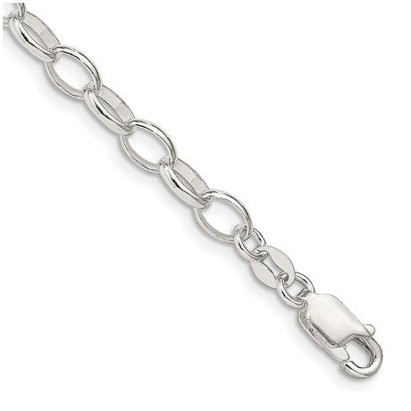925 White Gold 5 mm Polished Chain Bracelet, Solid shown for scale