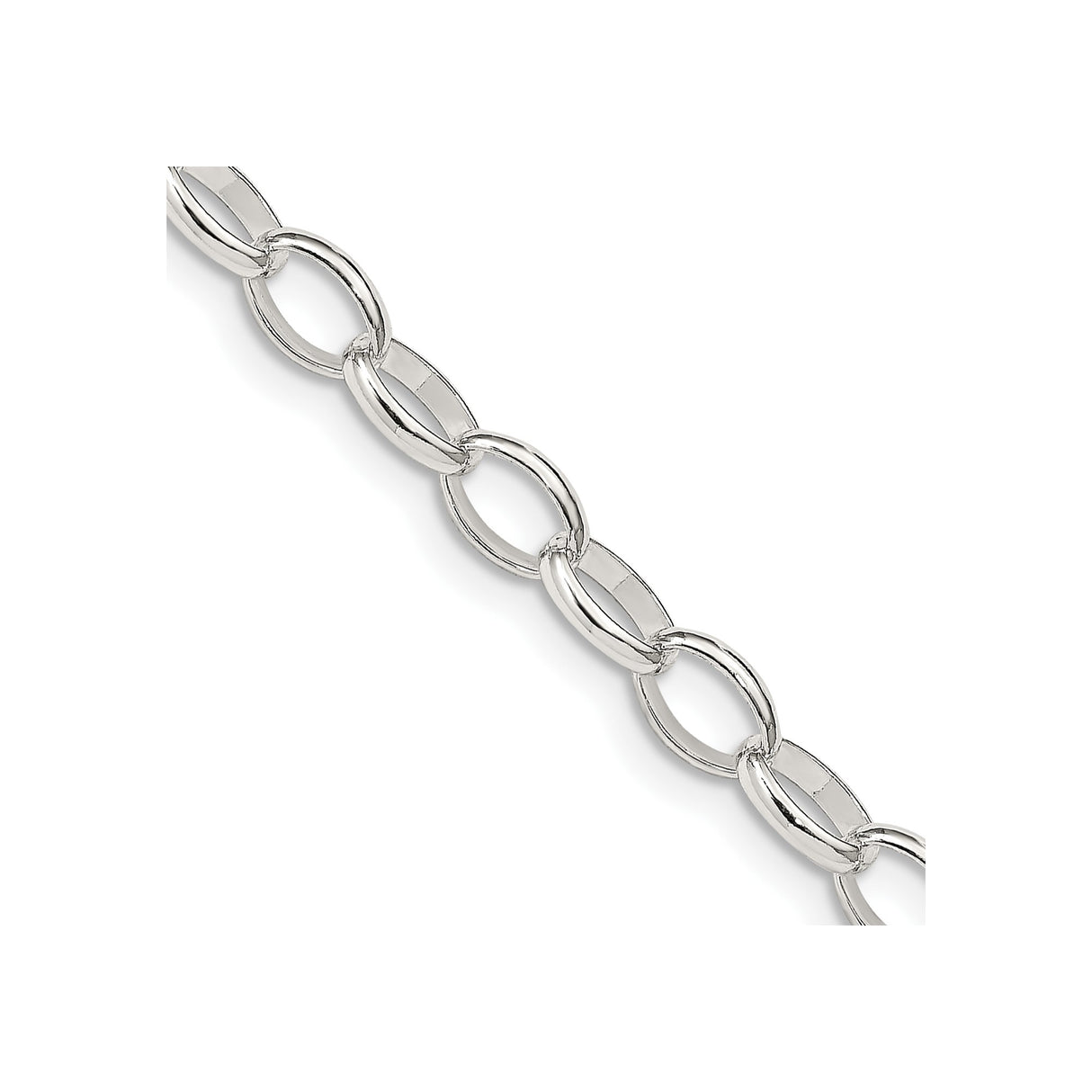 925 White Gold 5 mm Polished Chain Necklace, Solid detail view