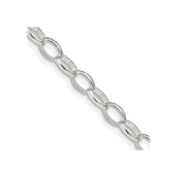 925 White Gold 5 mm Polished Chain Necklace, Solid detail view