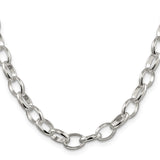 925 White Gold 8 mm Polished Chain Necklace, Solid